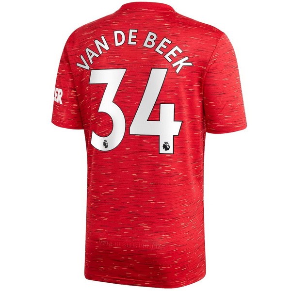 Camiseta Manchester United NO.34 Van De Beek 1ª 2020-2021 Rojo